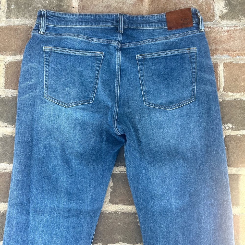 Flint and Tinder Stretch Selvedge Denim Straight Leg Jeans Light Wash 36x36 - Picture 9 of 11
